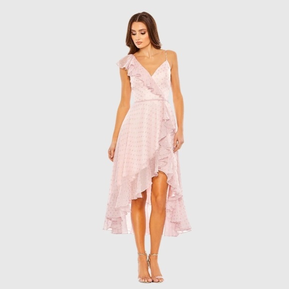IEENA FOR MAC DUGGAL 49330 NWT  Ruffled Faux Wrap Midi Dress - Picture 1 of 8